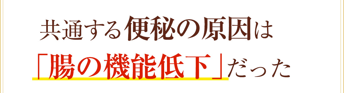 共通する便秘の原因は腸の機能低下