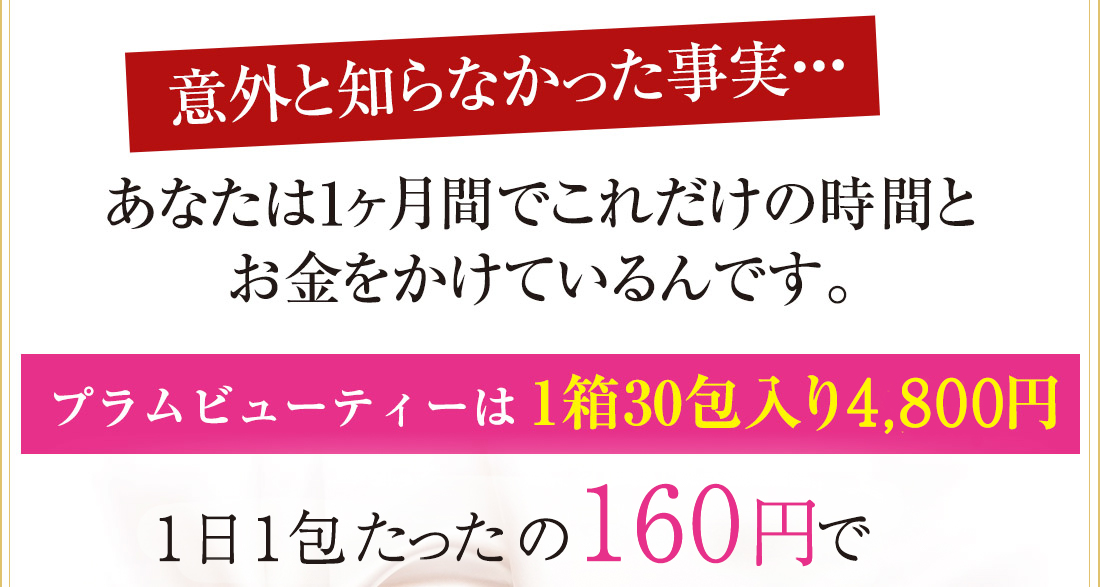 プラムビューティーは1日1包たったの167円です。